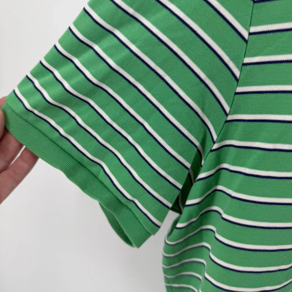 Polo Ralph Lauren Mens XXL Green Striped Pima Soft Touch Short Sleeve Polo Shirt